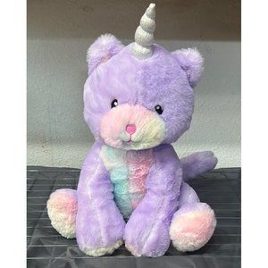 Plush FAO Schwarz Glow Brights Kittycorn Plush Lights Sounds Purple Unicorn Cat